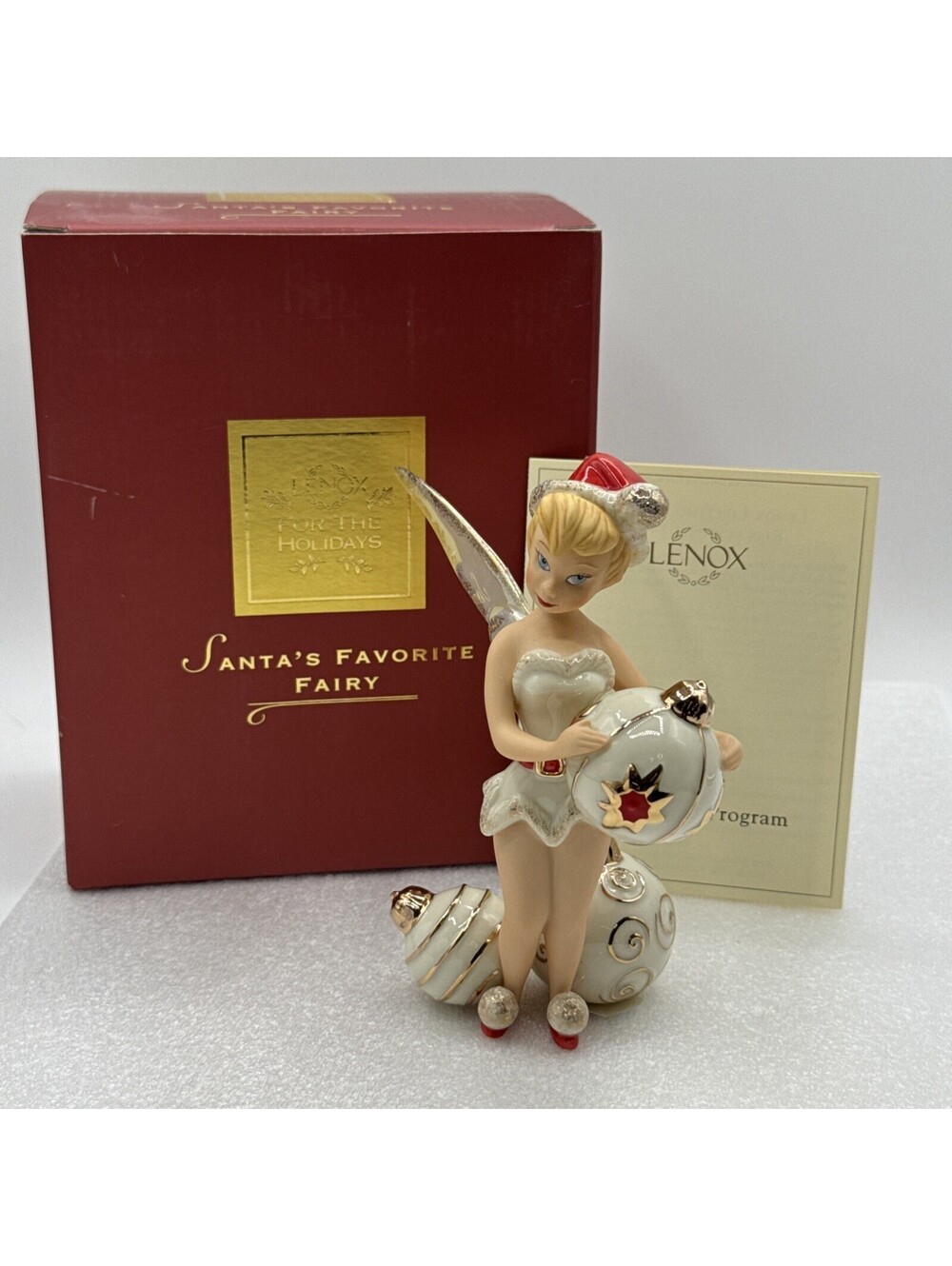 Lenox Disney Showcase Tinkerbell Figurine Santa’s Favorite Fairy 2005 Ivory 24K